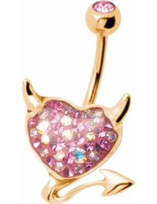 Piercing nombril Crystal Evolution Swarovski Doré Coeur Endiablé