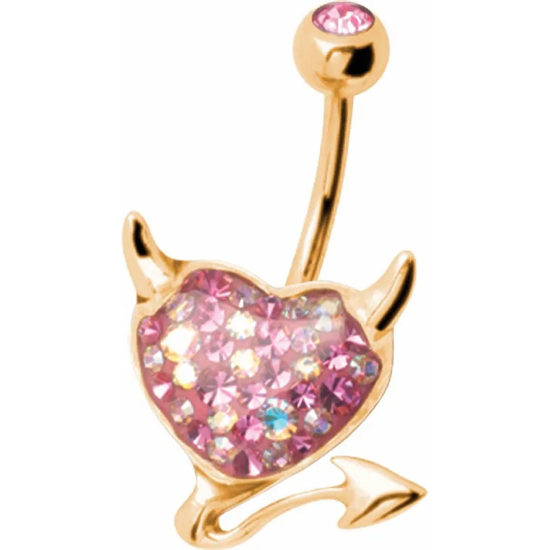 Piercing nombril Crystal Evolution Swarovski Doré Coeur Endiablé