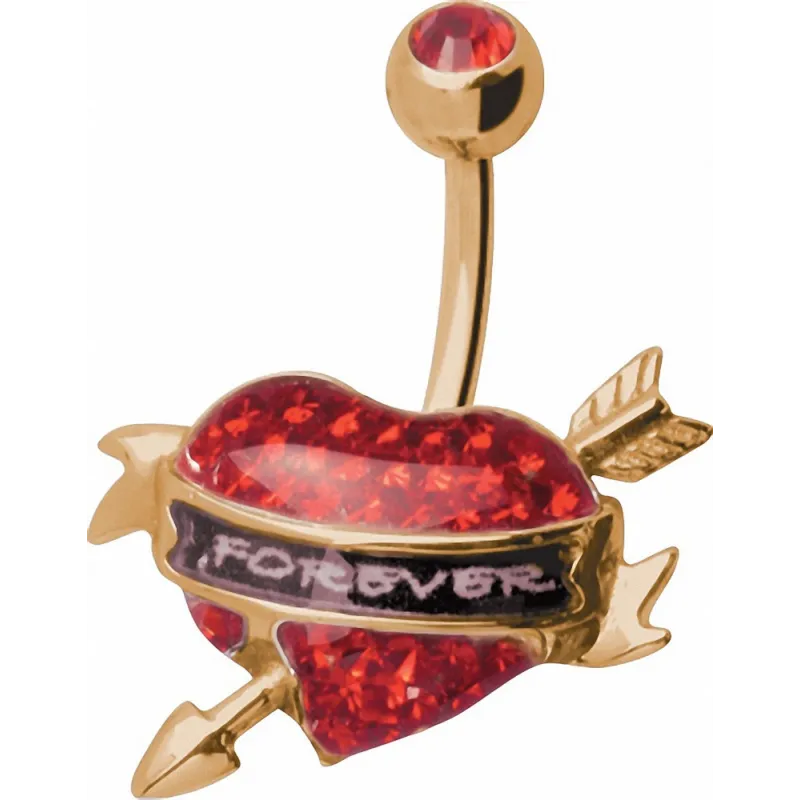 Piercing nombril Crystal Evolution Swarovski Doré Coeur Forever