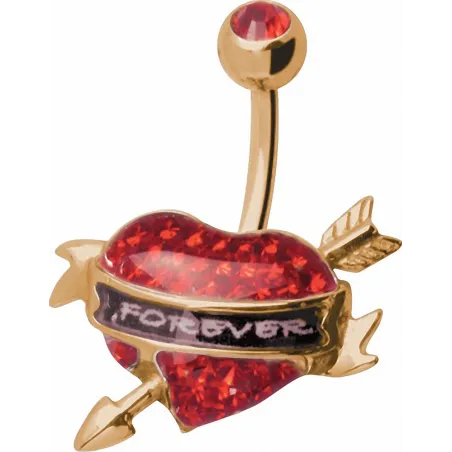 Piercing nombril Crystal Evolution Swarovski Doré Coeur Forever