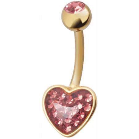 Piercing nombril Crystal Evolution Swarovski Doré Coeur
