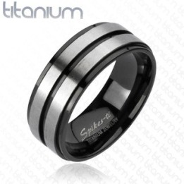 Bague Titane Solide Double Bande argentée  - Bague homme et femme en titane