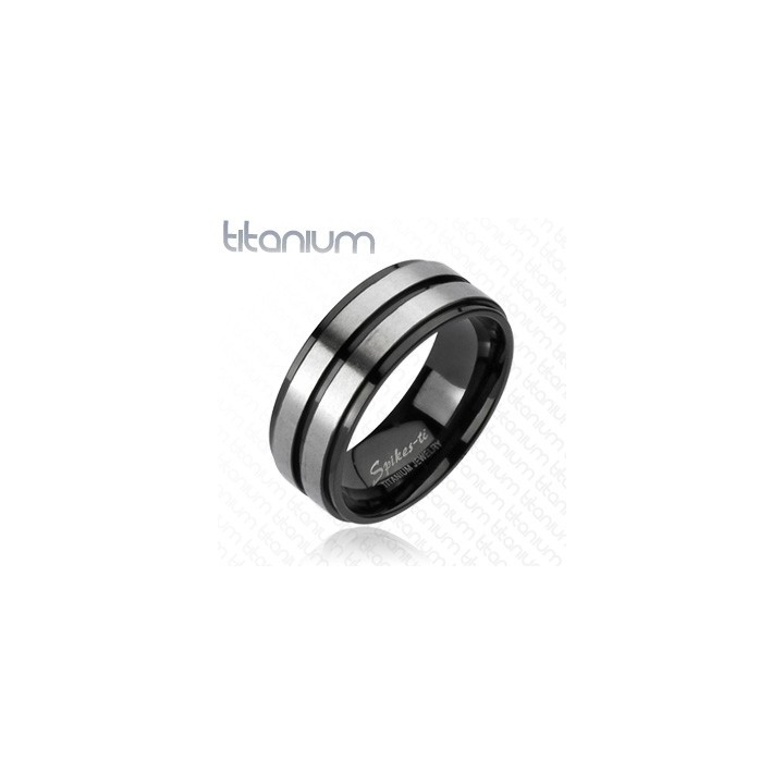Bague Titane Solide Double Bande argentée  - Bague homme et femme en titane