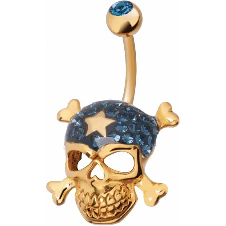 Piercing nombril Crystal Evolution Swarovski Doré Tête de Mort