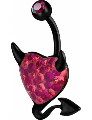 Piercing nombril Crystal Evolution Swarovski Noir Coeur Endiablé