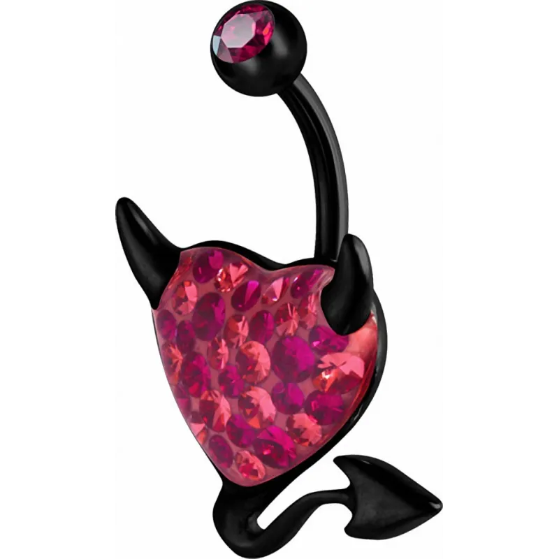 Piercing nombril Crystal Evolution Swarovski Noir Coeur Endiablé