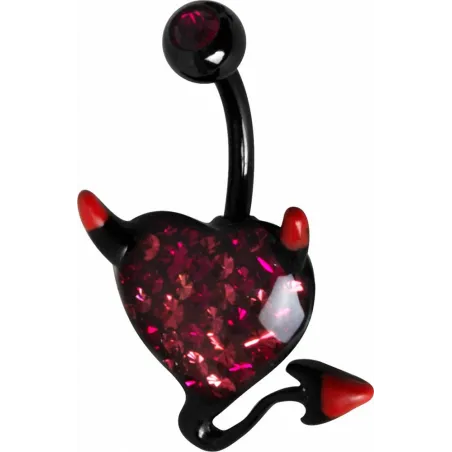 Piercing nombril Crystal Evolution Swarovski Noir Coeur de diable