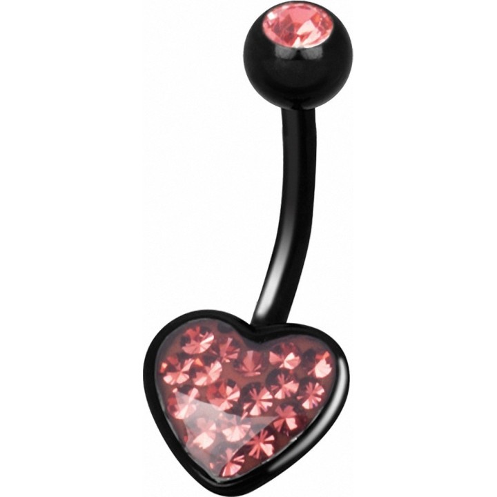 Piercing nombril Crystal Evolution Swarovski Noir Coeur