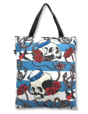 LIQUOR BRAND Sac en toile gothique crâne marin