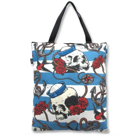 LIQUOR BRAND Sac en toile gothique crâne marin