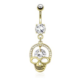 Piercing nombril plaqué or crâne couronne