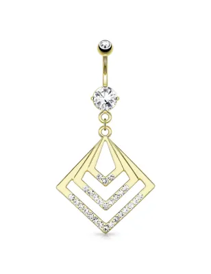 Piercing nombril plaqué or cercle gemmes