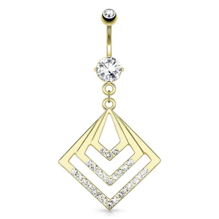 Piercing nombril plaqué or cercle gemmes