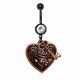 Piercing nombril antique coeur et clef