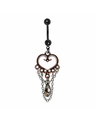 Piercing nombril antique coeur chaines