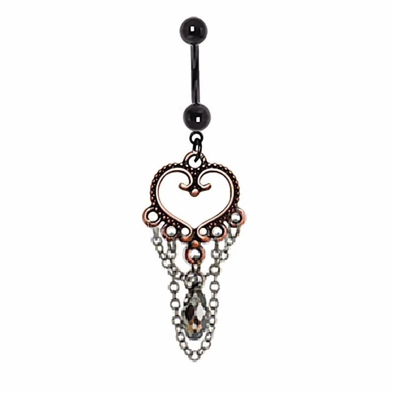 Piercing nombril antique coeur chaines