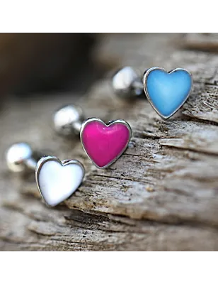 Piercing cartilage coeur émaillé