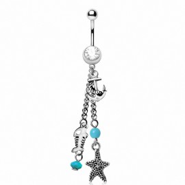 Piercing nombril charms marins