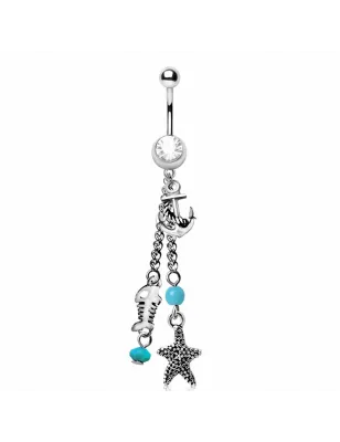 Piercing nombril charms marins