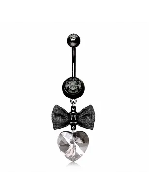 Piercing nombril acier noir noeud