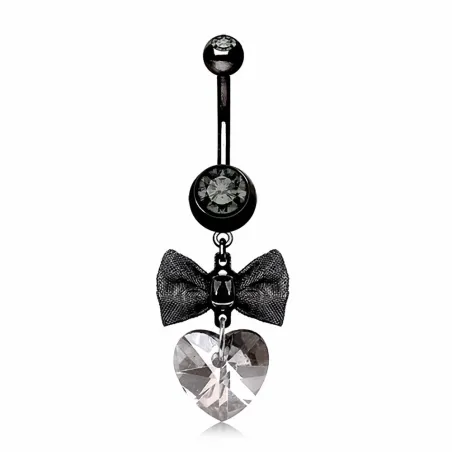 Piercing nombril acier noir noeud
