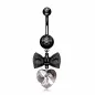 Piercing nombril acier noir noeud