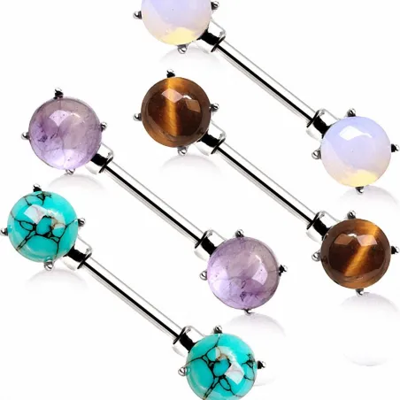 Piercing téton pierres naturelles