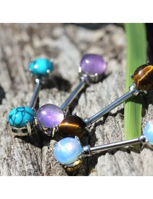 Piercing téton pierres naturelles