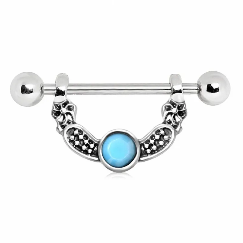 Piercing téton perle turquoise