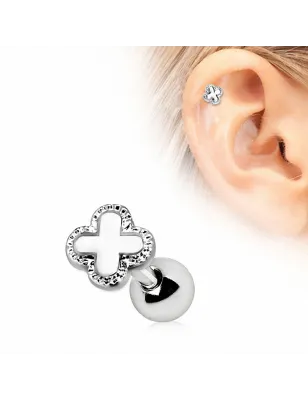 Piercing cartilage trèfle à quatre feuilles royal
