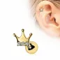 Piercing cartilage plaqué or couronne strass