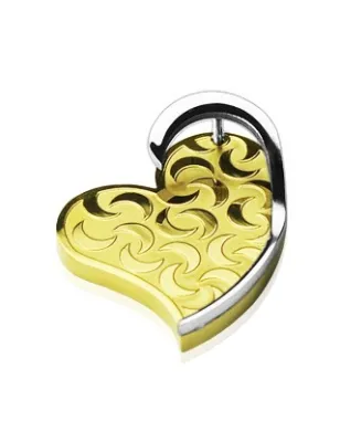 Pendentif Coeur "Lunes" 3D Doré PVD