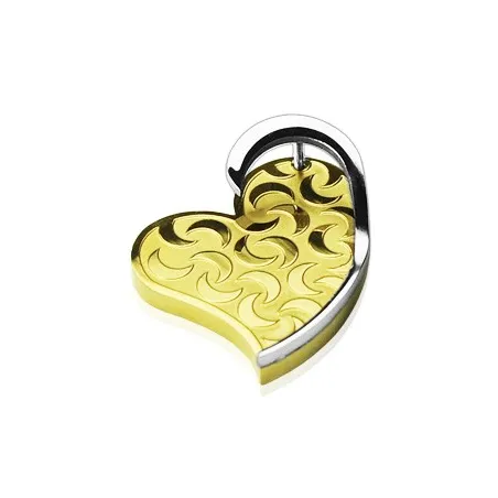 Pendentif Coeur "Lunes" 3D Doré PVD
