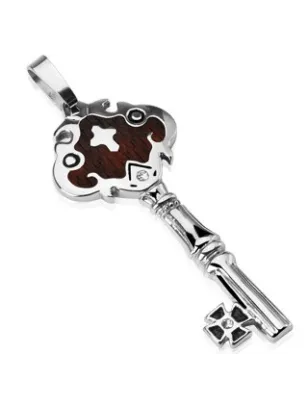 Pendentif Clef Bois foncé