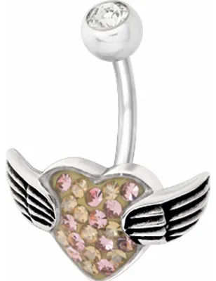 Piercing nombril Crystal Evolution Swarovski Coeur ailes