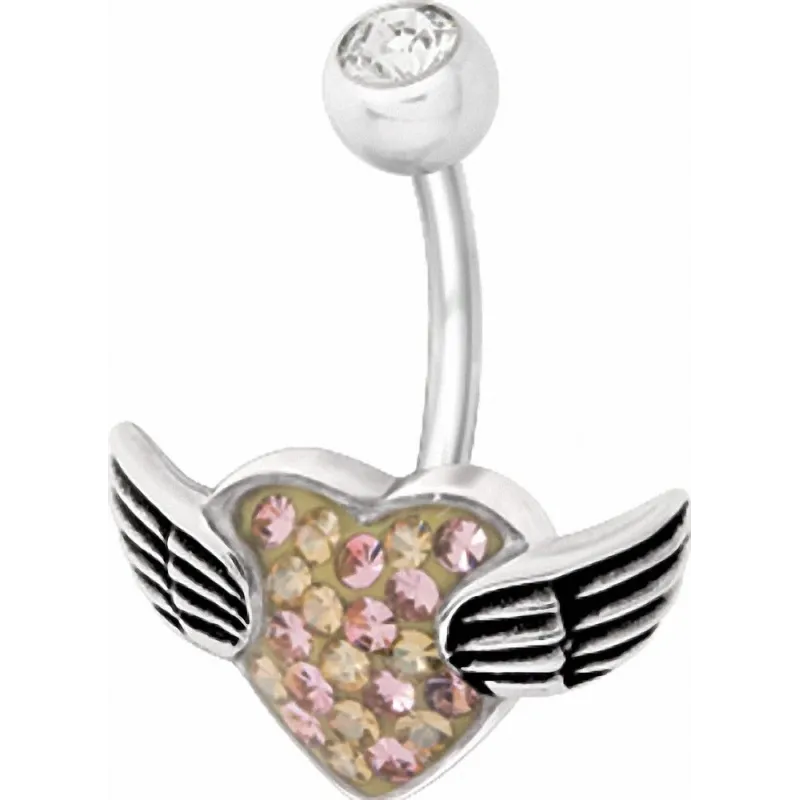 Piercing nombril Crystal Evolution Swarovski Coeur ailes