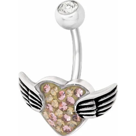 Piercing nombril Crystal Evolution Swarovski Coeur ailes