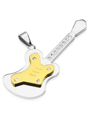 Pendentif Guitare Dorée PVD