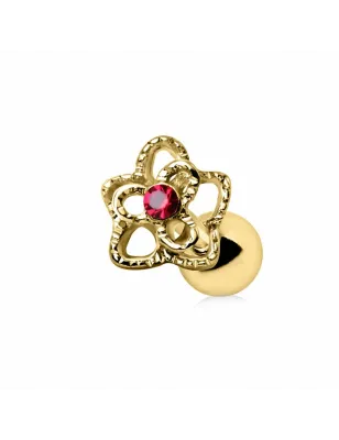 Piercing cartilage plaqué or fleur en étoile