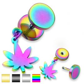 Piercing faux plug feuille de cannabis