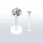 Piercing labret PTFE Téflon strass rond clair
