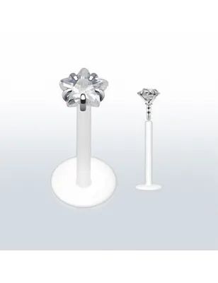 Piercing labret PTFE Téflon strass étoile clair