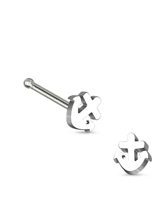 Piercing nez tige droite ancre marine