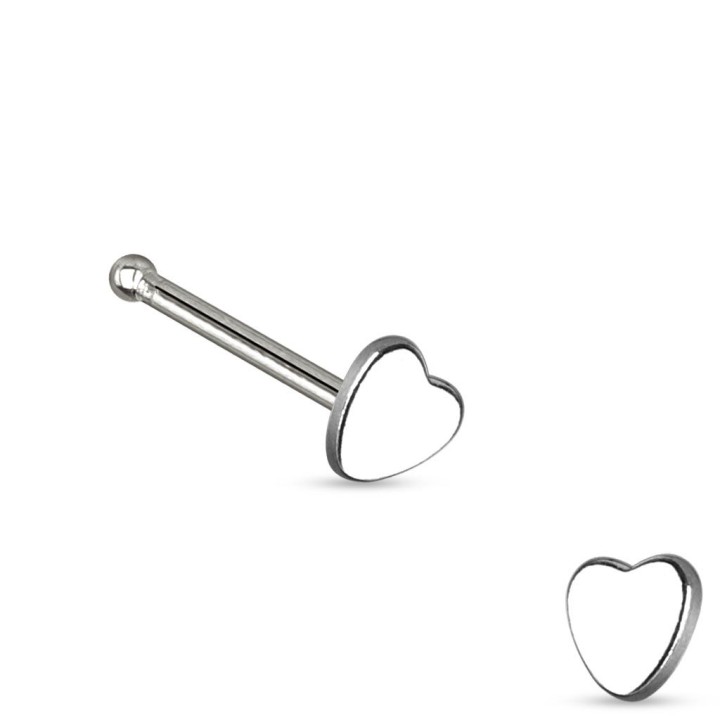 Piercing nez tige droite coeur
