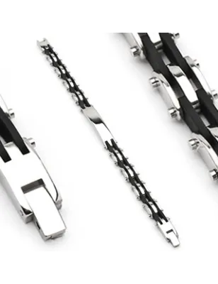 Bracelet en acier inoxydable et caoutchouc