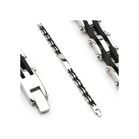 Bracelet en acier inoxydable et caoutchouc