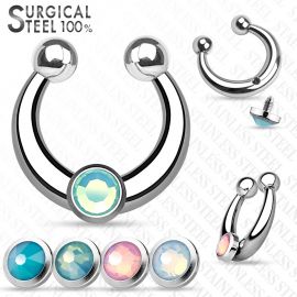 Faux piercing septum strass interchangeables opale