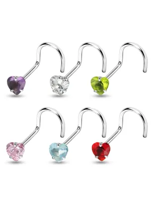 Piercing nez Coeur Tige Courbée Acier