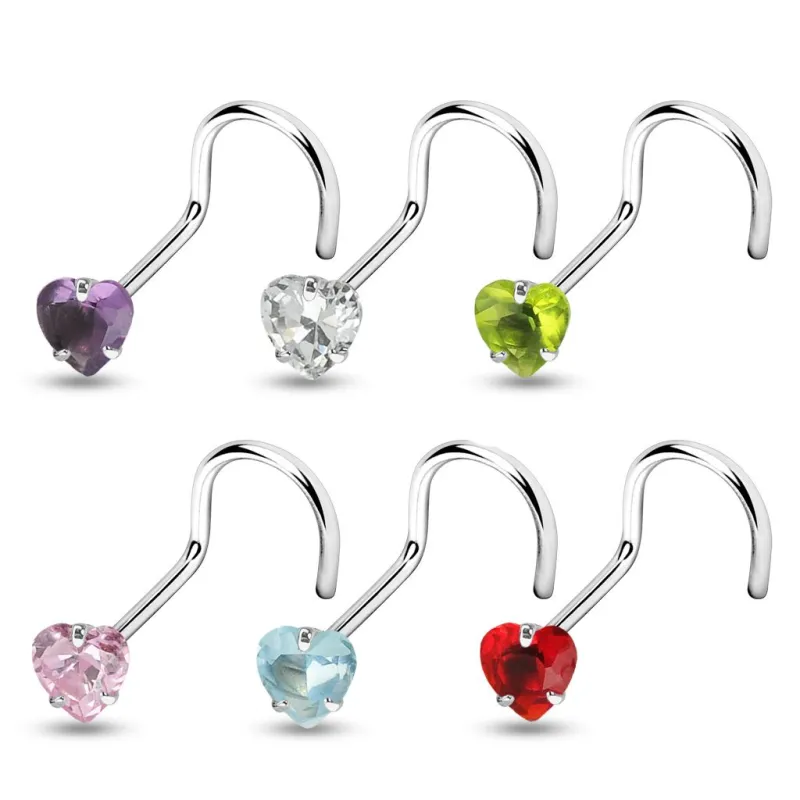 Piercing nez Coeur Tige Courbée Acier