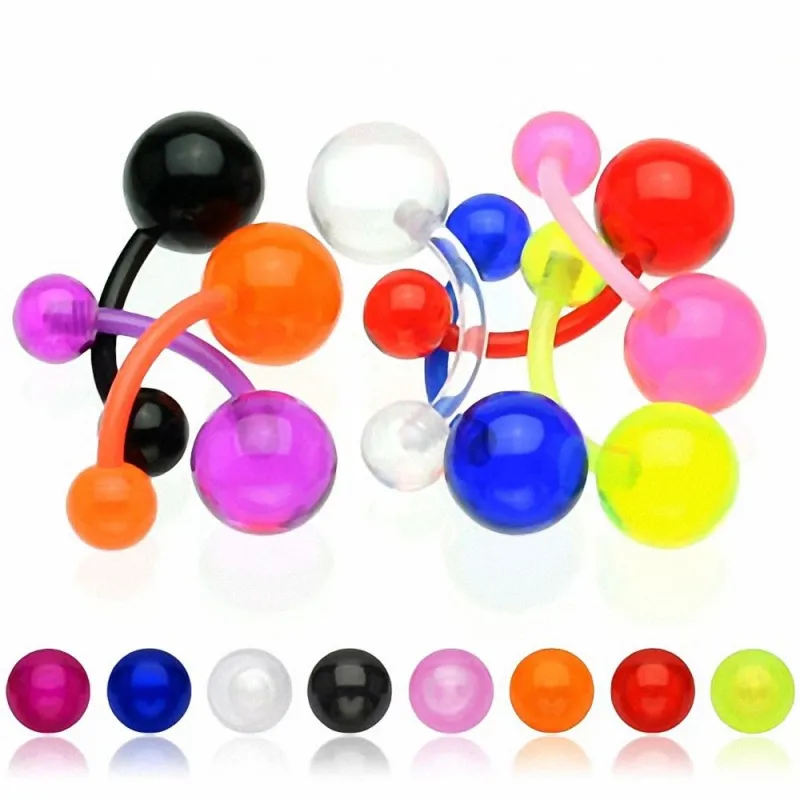 Lot de 9 piercing nombril bioflex boules acrylique Lot de 9 piercing nombril bioflex boules acrylique